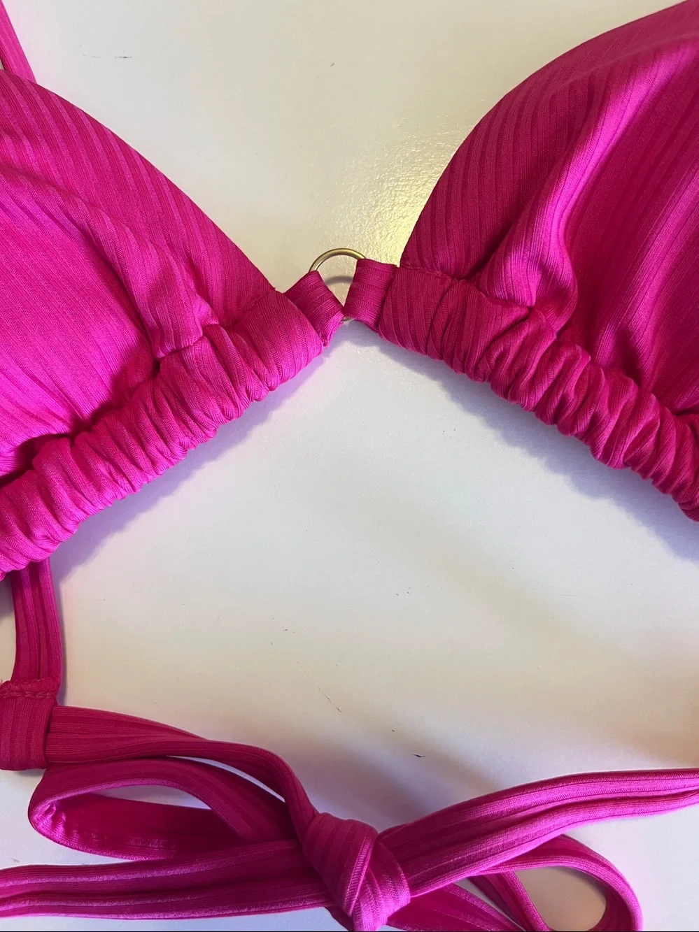 Time and Tru Women’s Ottoman Rib Triangle Bikini Top Size M (8-10) Fuchsia New